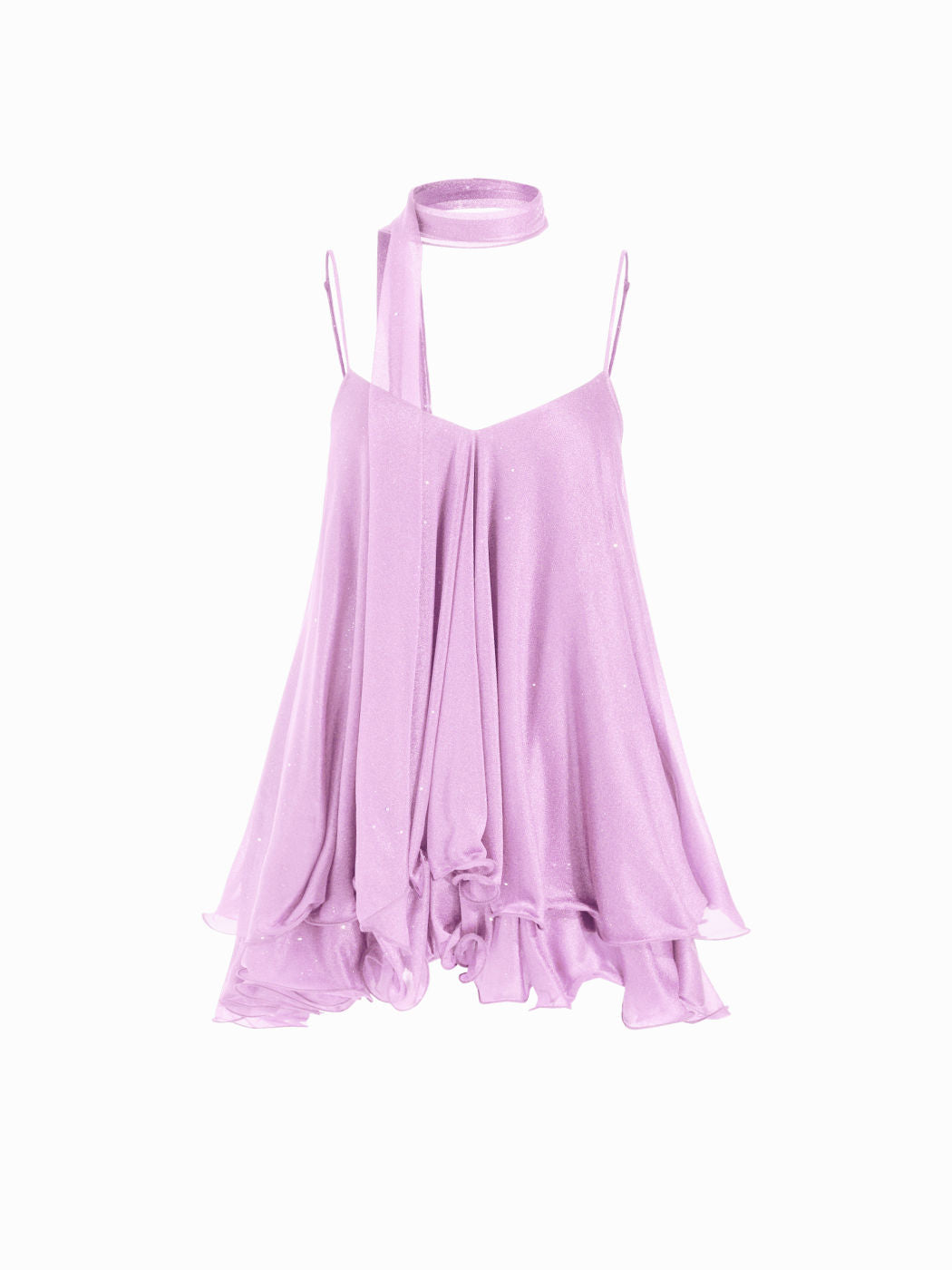 Halter Sequin Mini Dress With Scarf
