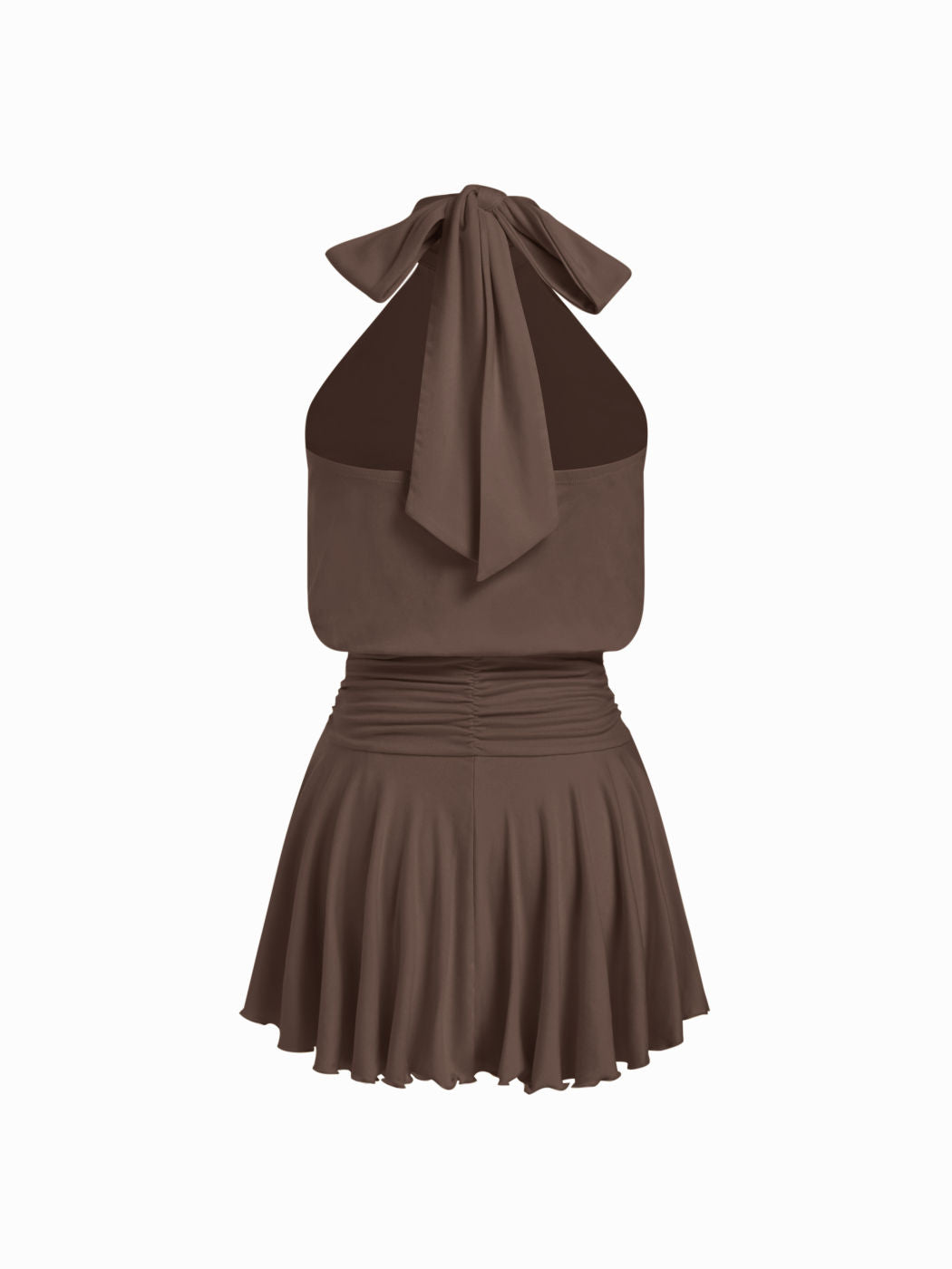 Stand Collar Sleeveless A-Line Mini Dress With Scarf