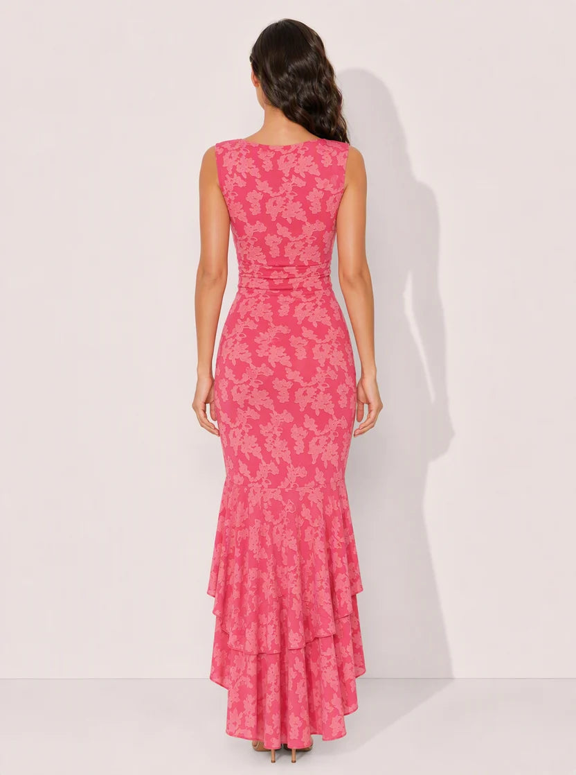 Isabella Floral Ruffle Maxi Dress