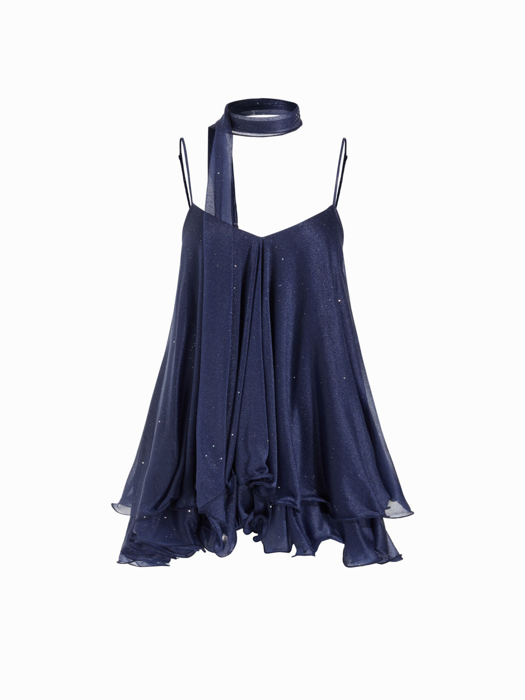 Halter Sequin Mini Dress With Scarf