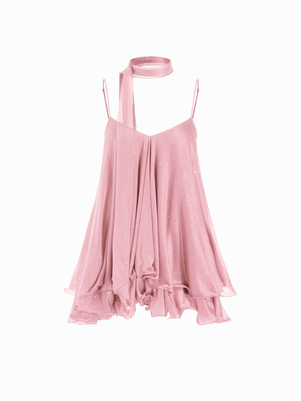 Halter Sequin Mini Dress With Scarf