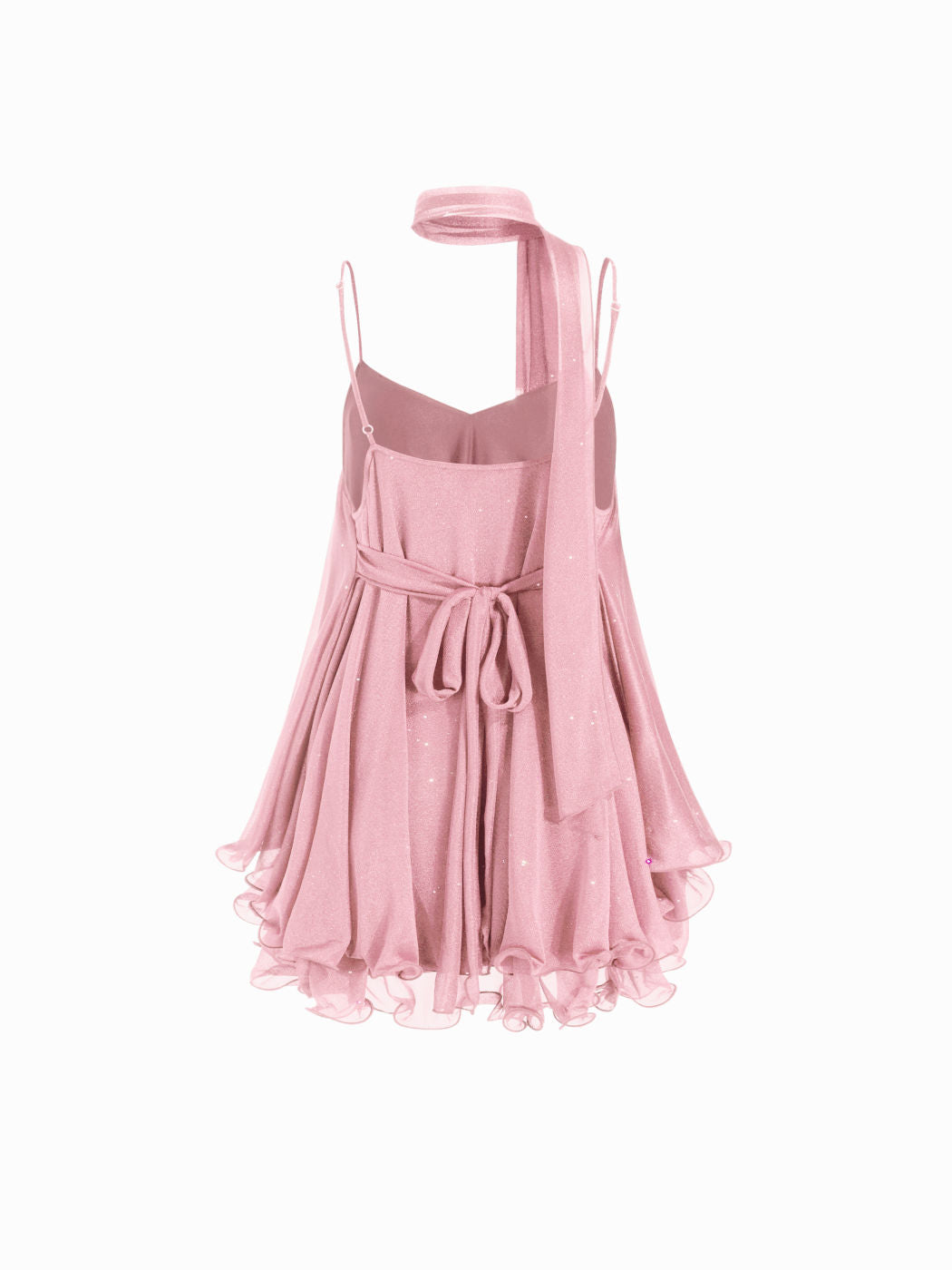 Halter Sequin Mini Dress With Scarf