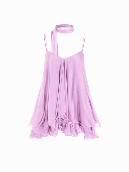 Halter Sequin Mini Dress With Scarf