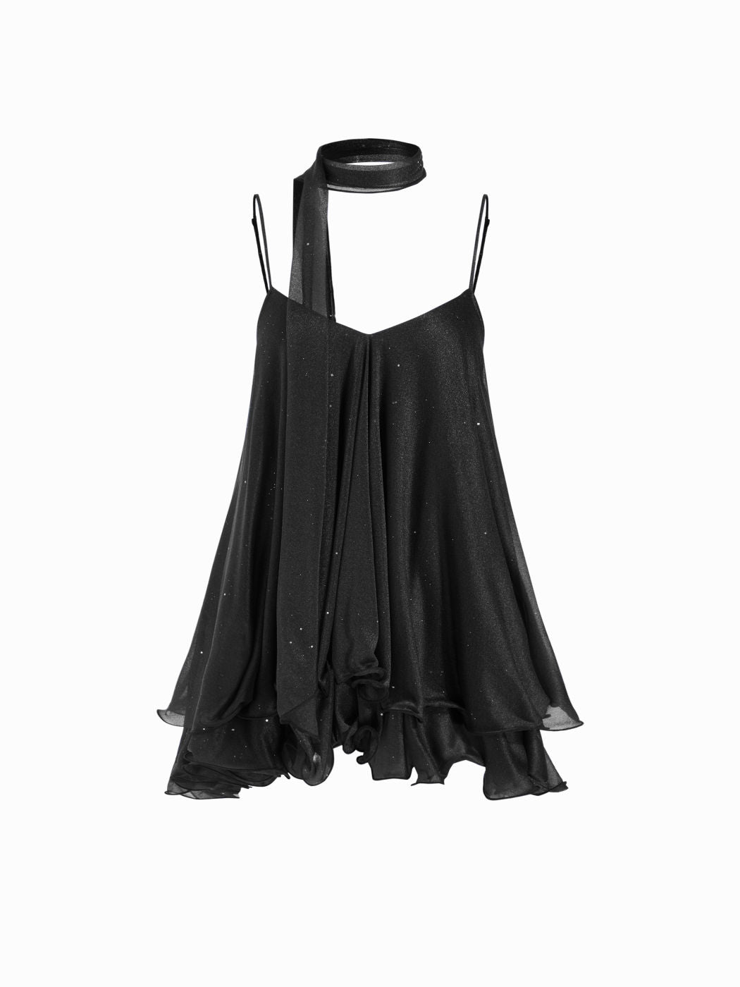 Halter Sequin Mini Dress With Scarf
